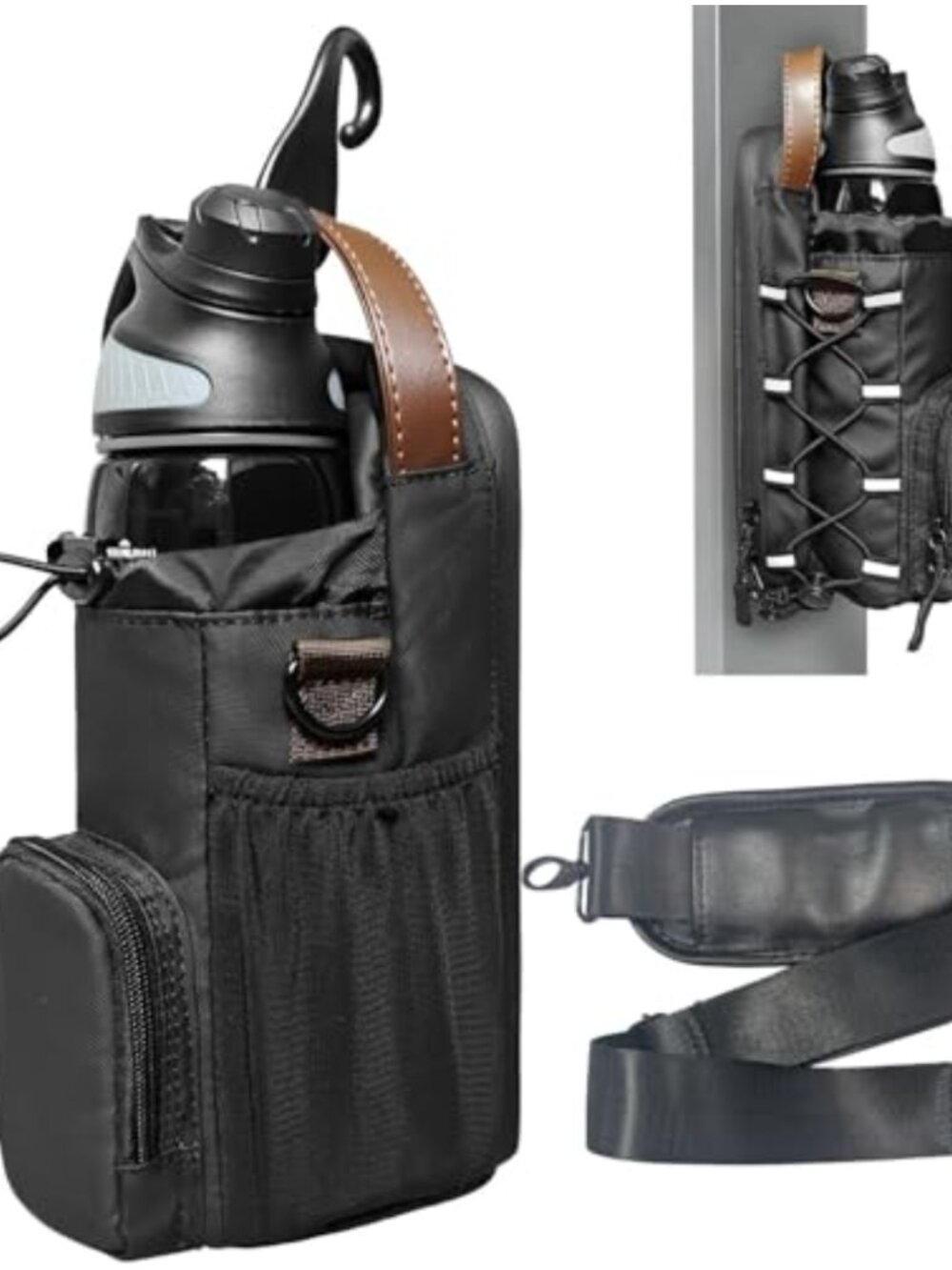 Anti-Theft Crossbody Sling Bag Water Bottle Holder Nylon Gym